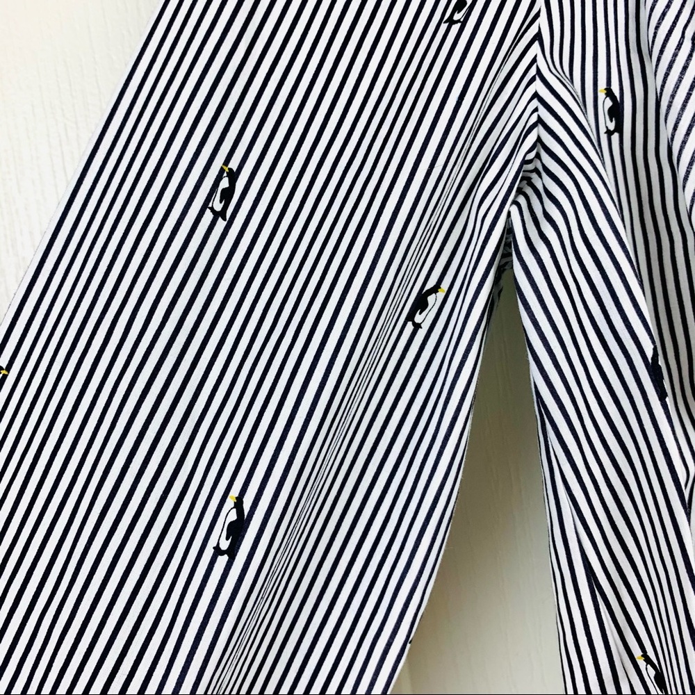 NWOT Kate Spade Penguin Print Stripe Ruffle Blouse - Picture 5 of 7